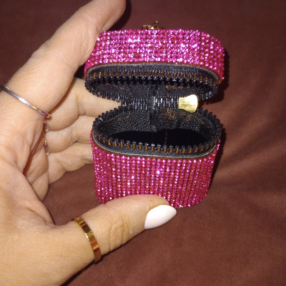 Rhinestone Mini Keychain Pouch - Pink - Picture 3 of 4